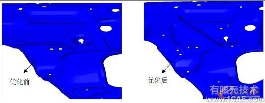 图3 车门内板局部优化前后特征对比