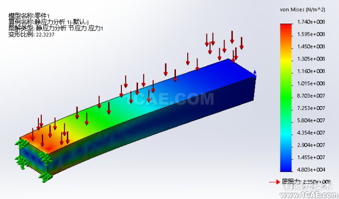 Solidowrks <wbr>Simulation悬臂梁受分布力系的变形分析