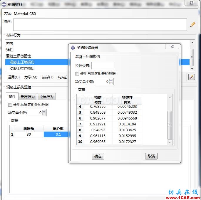 ABAQUS C80砼损伤参数abaqus有限元培训教程图片11