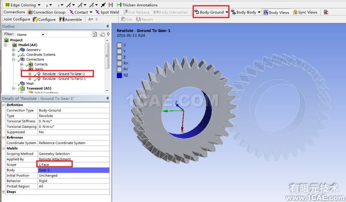 ANSYS wbrWorkbench齿轮瞬态动力学仿真