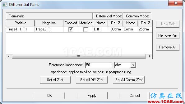 HFSS端口如何设置差分对(Differential Pairs)?HFSS分析案例图片5