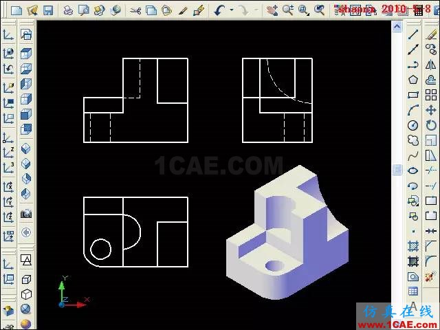 AutoCAD三维教程－平面摄影出三视图AutoCAD仿真分析图片29